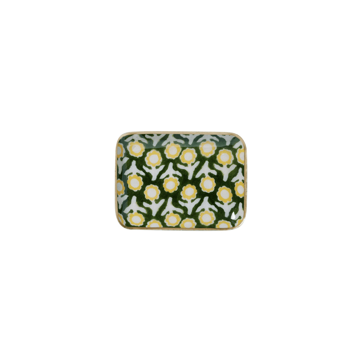 Plateau Bohème Chic avec Fleurs en Métal Émaillé Isha Vert
