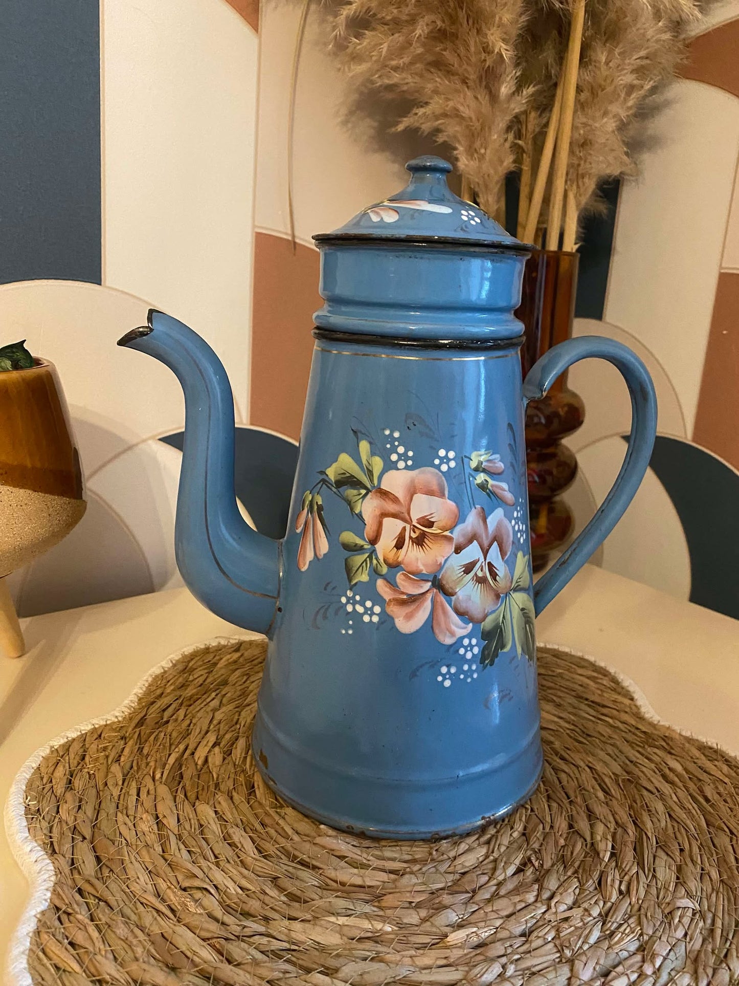 Cafetière vintage bleu