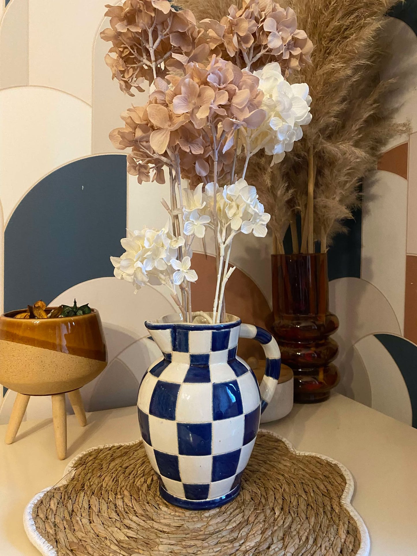 Pichet Damier bleu et Blanc Lustucru