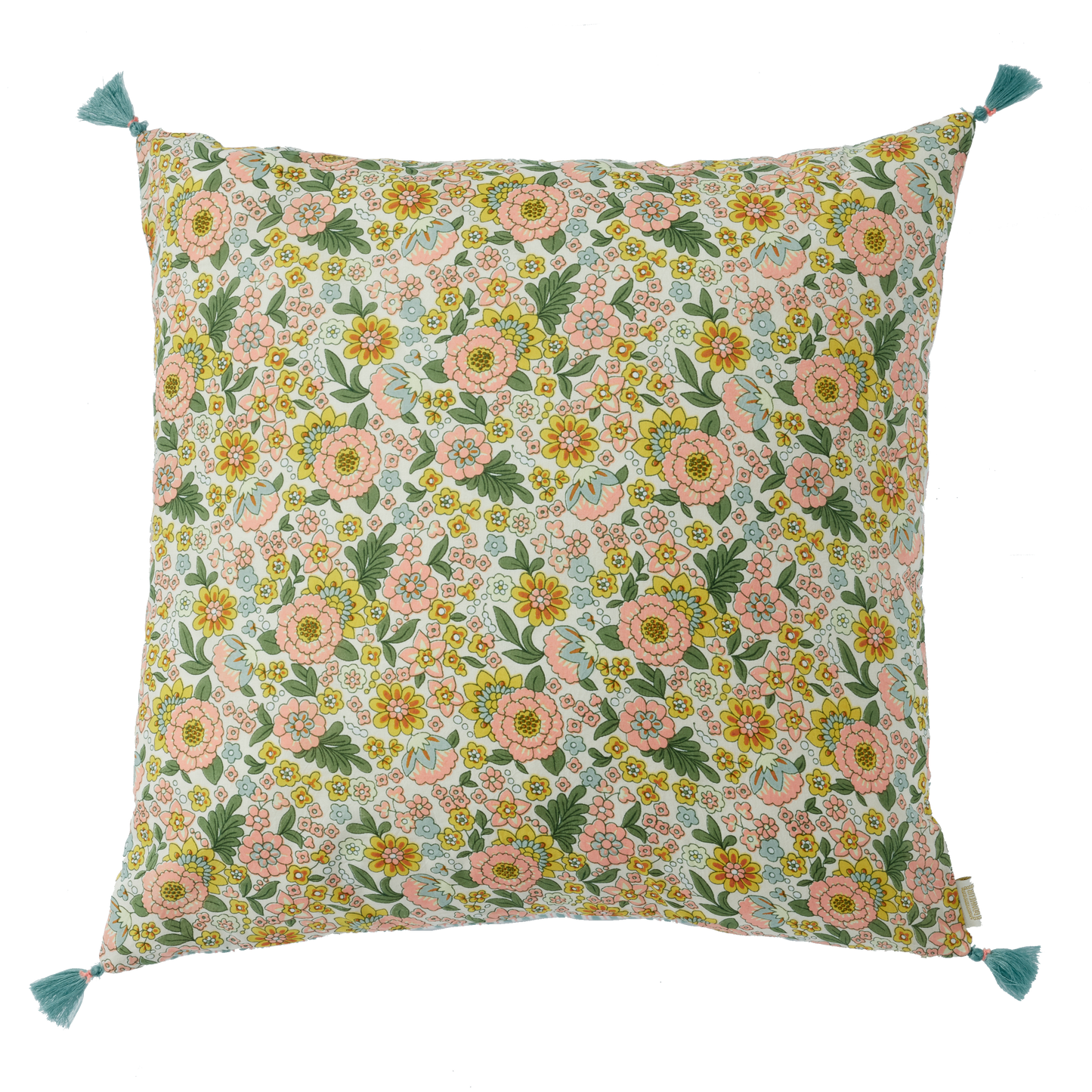 Housse de coussin imprimée de fleurs indiennes et de rayures Amaia
