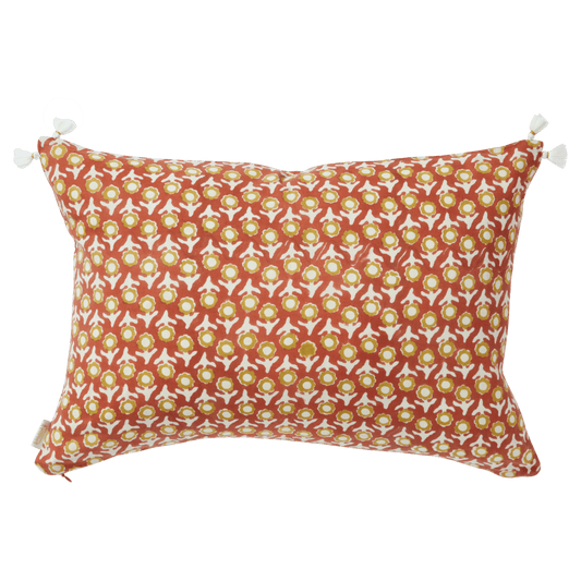 Housse de Coussin Imprimée avec Fleurs Indiennes Isha Écureuil