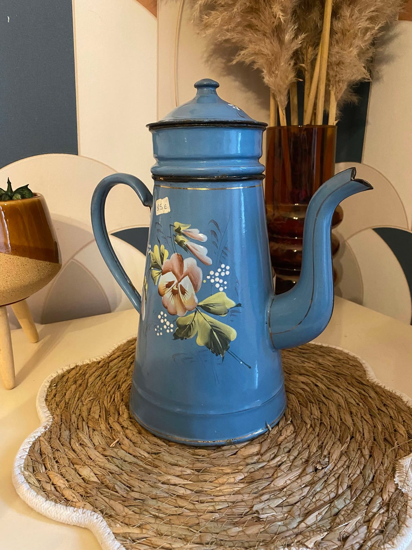 Cafetière vintage bleu