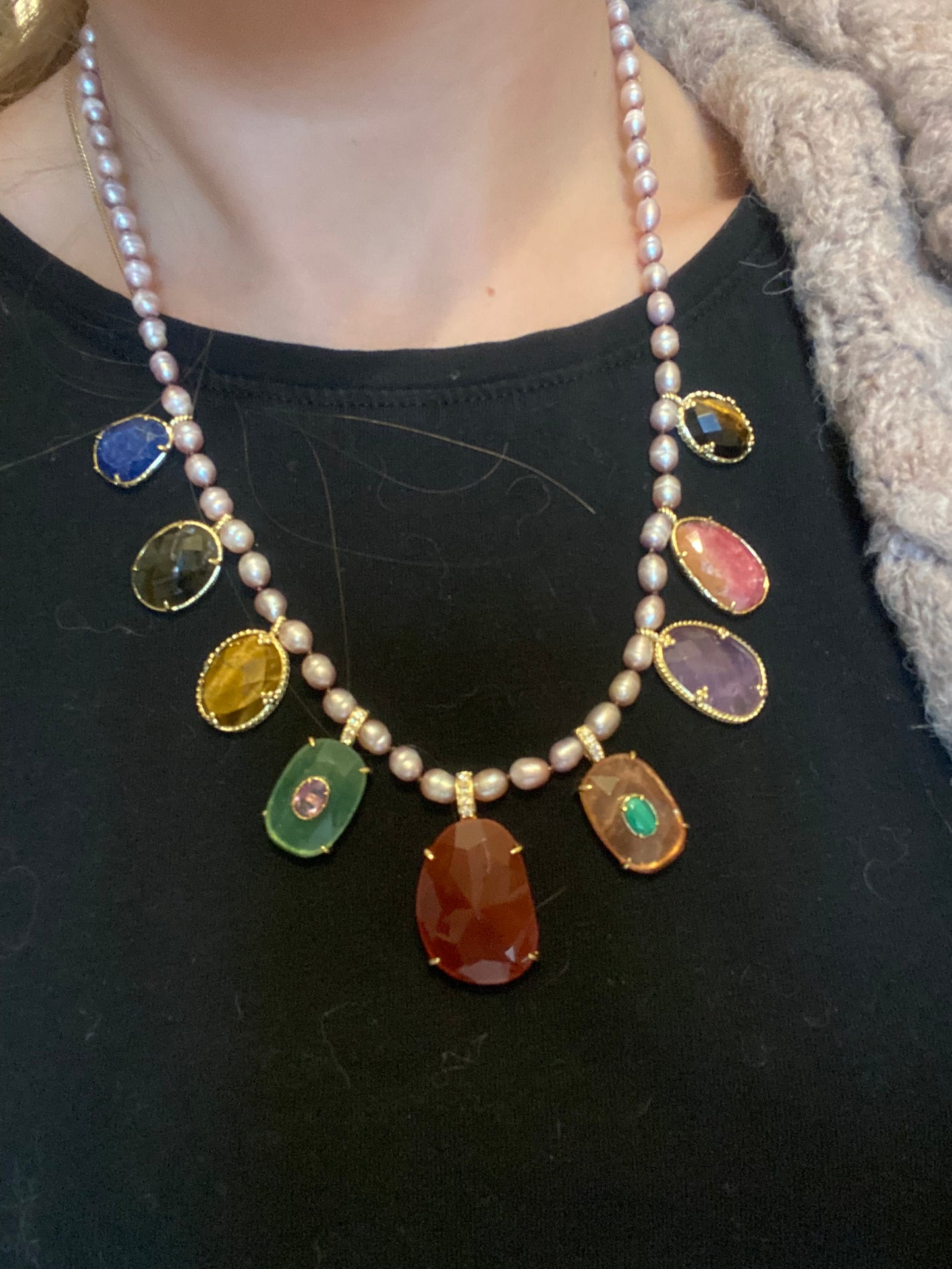 Collier plastron habaha en pierres naturelles