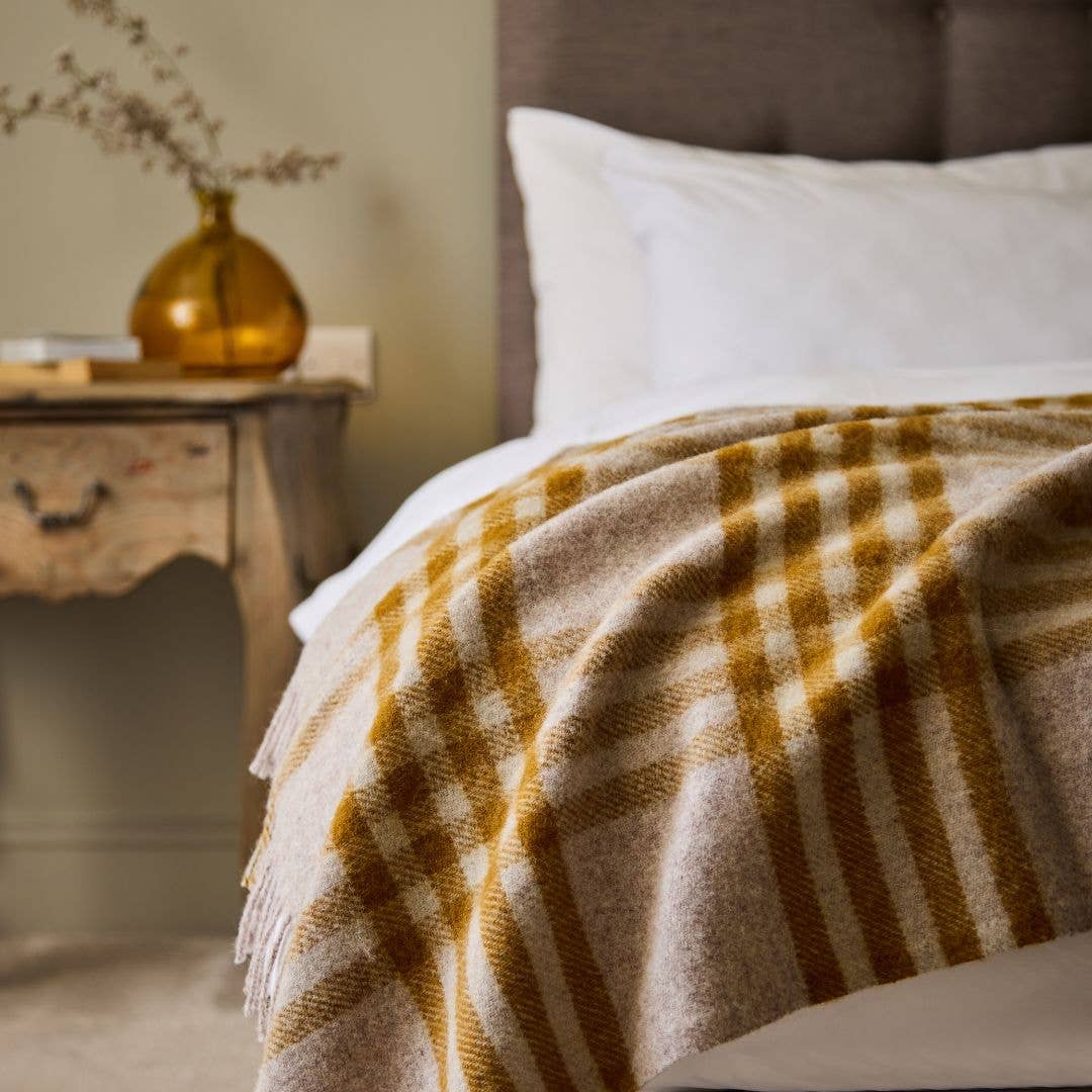 Plaid tweedmill  Hex Check extra grand en pure laine vierge