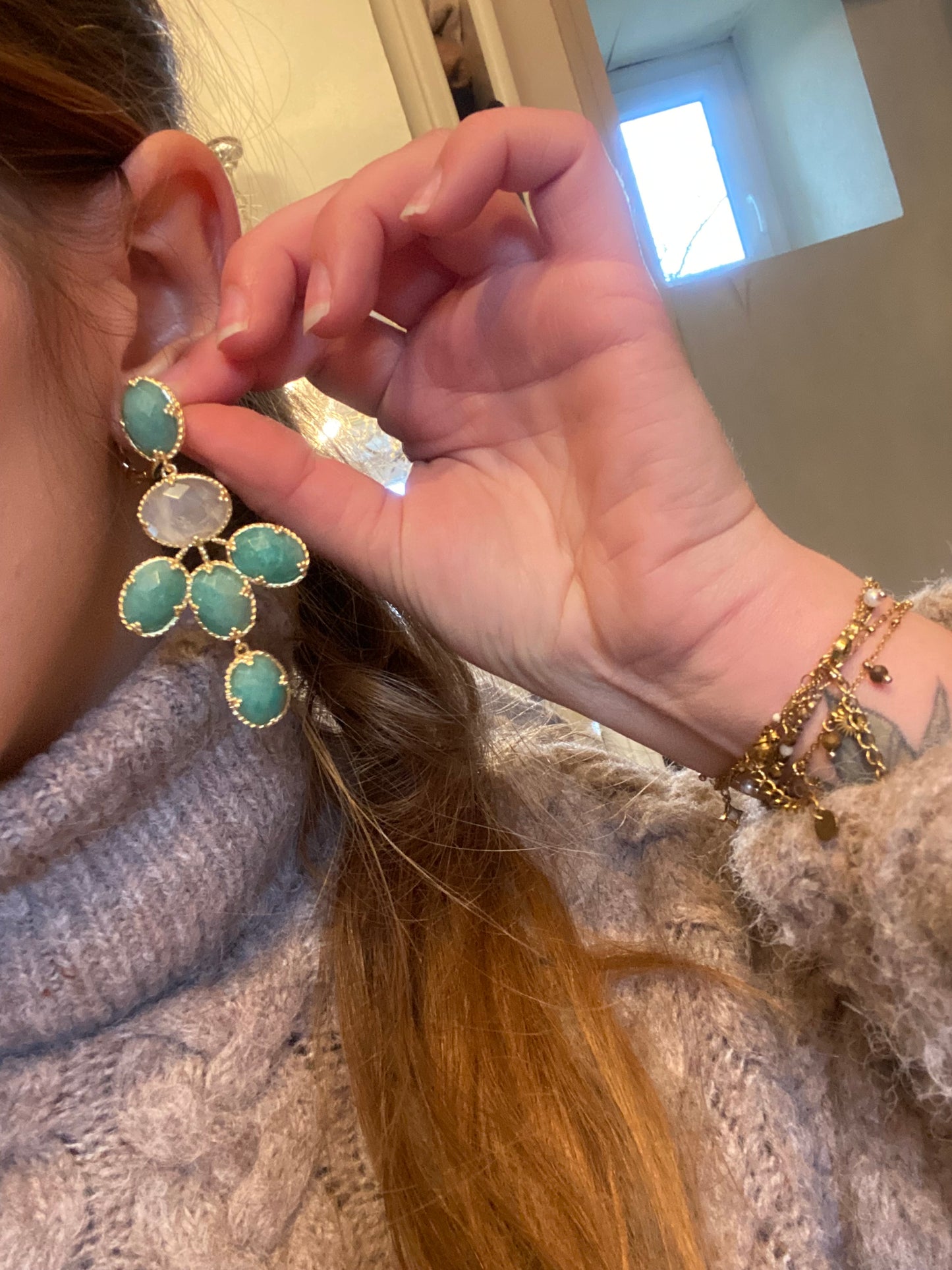 Boucles d’oreilles habaha bleu et doré