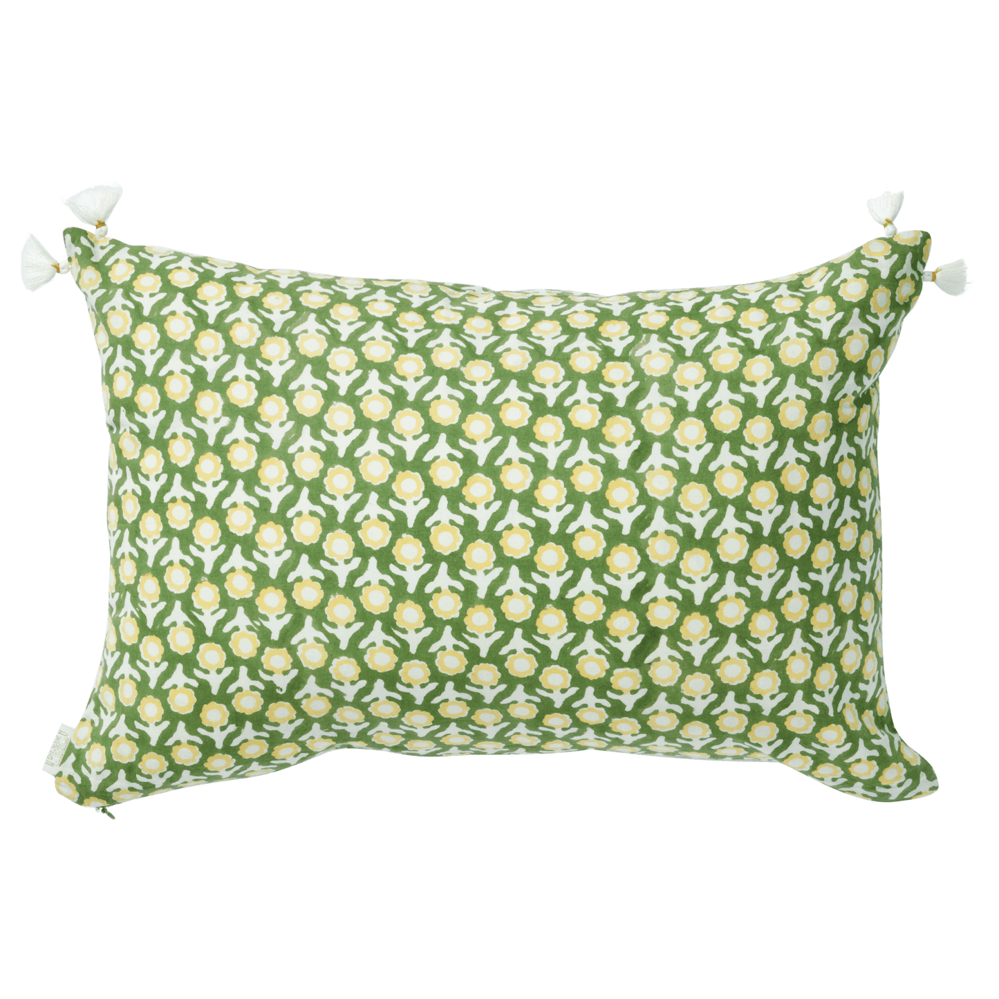 Housse de Coussin Imprimée avec Fleurs Indiennes Isha Verte